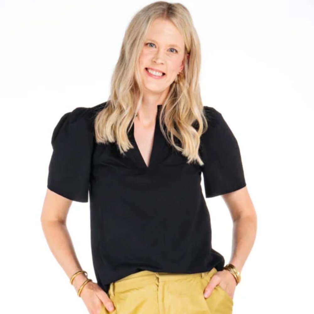 Amalli Talli Uma Short Sleeve Tall Blouse in Black Large Tall